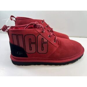 $150 UGG Neumel Graphic Outline Chukka Boots Red/Black 1130715